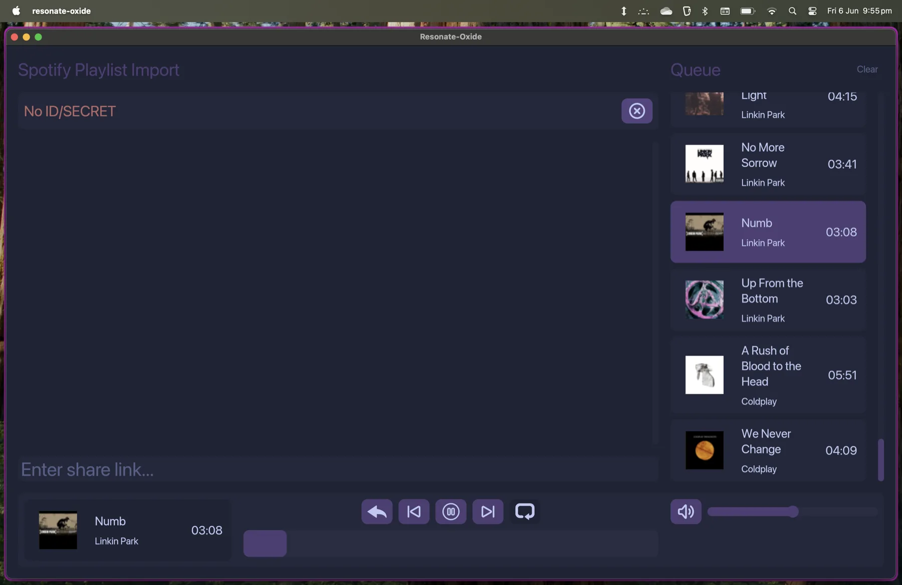 Recoverable Spotify error notification